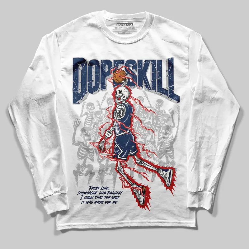 Summit White Navy 4s DopeSkill Long Sleeve T-Shirt Thunder Dunk Graphic sold by DopeSkill