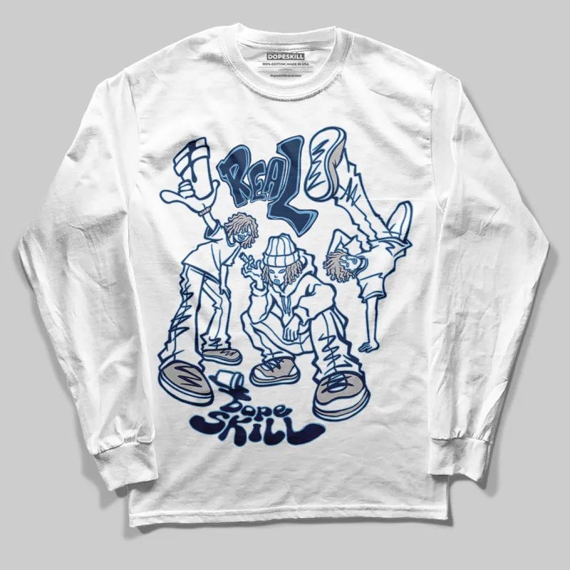 Summit White Navy 4s DopeSkill Long Sleeve T-Shirt Real Y2K Players Graphic sold by DopeSkill