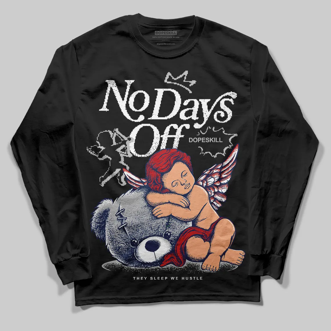 Summit White Navy 4s DopeSkill Long Sleeve T-Shirt New No Days Off Graphic sold by DopeSkill product image thumbnail 2