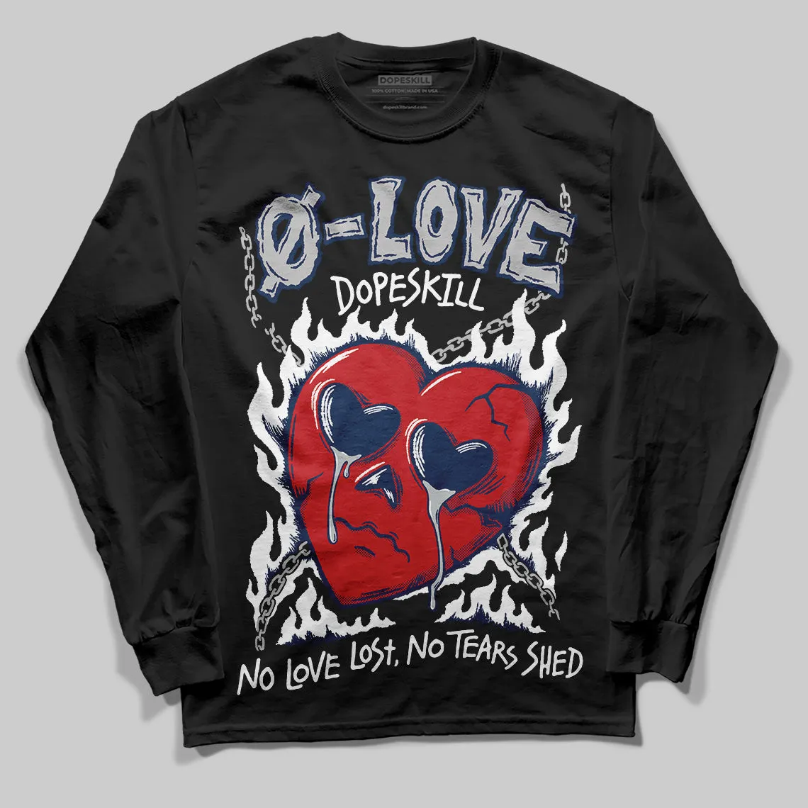 Summit White Navy 4s DopeSkill Long Sleeve T-Shirt Crying Heart Graphic sold by DopeSkill product image thumbnail 2