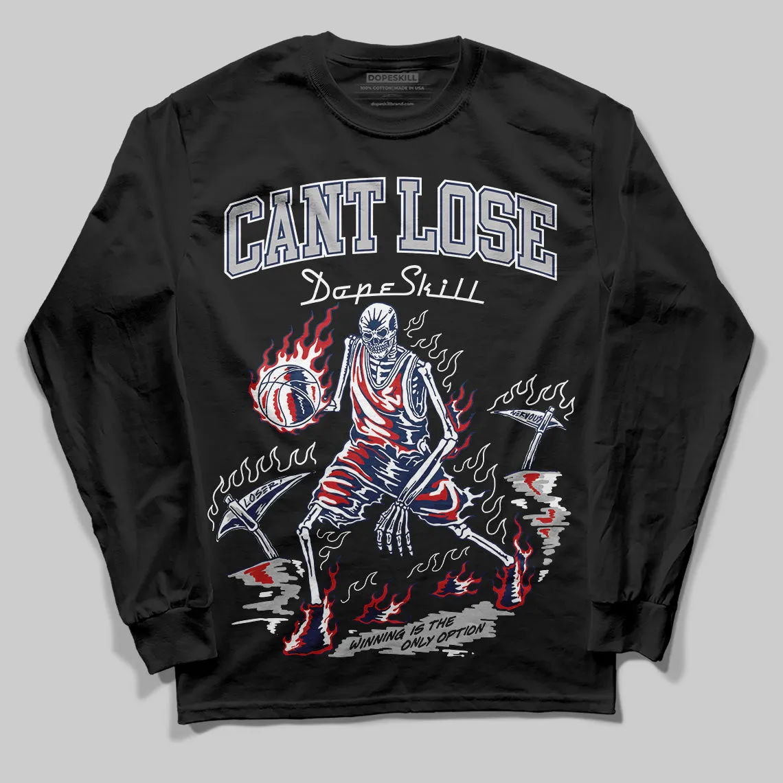 Summit White Navy 4s DopeSkill Long Sleeve T-Shirt Cant Lose Graphic sold by DopeSkill product image thumbnail 2