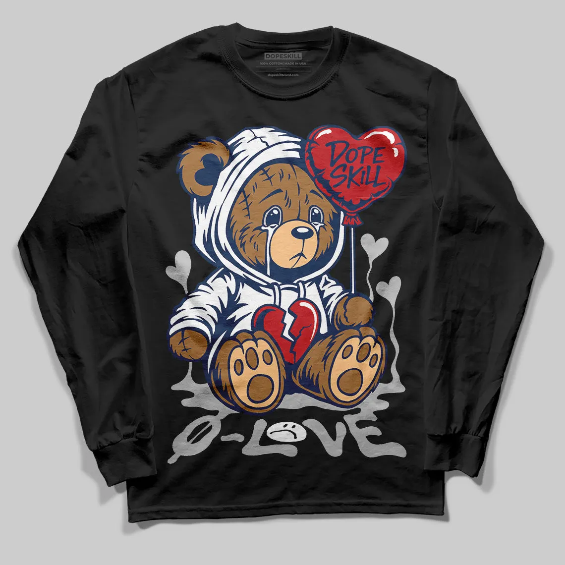 Summit White Navy 4s DopeSkill Long Sleeve T-Shirt Broken Bear Graphic sold by DopeSkill product image thumbnail 2