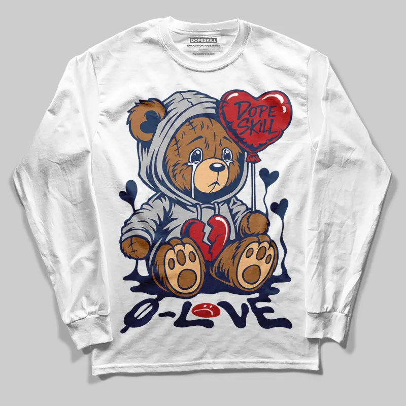 Summit White Navy 4s DopeSkill Long Sleeve T-Shirt Broken Bear Graphic sold by DopeSkill