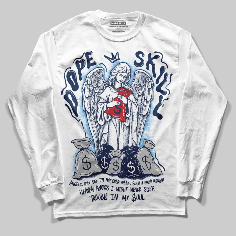 Summit White Navy 4s DopeSkill Long Sleeve T-Shirt Angels Graphic sold by DopeSkill
