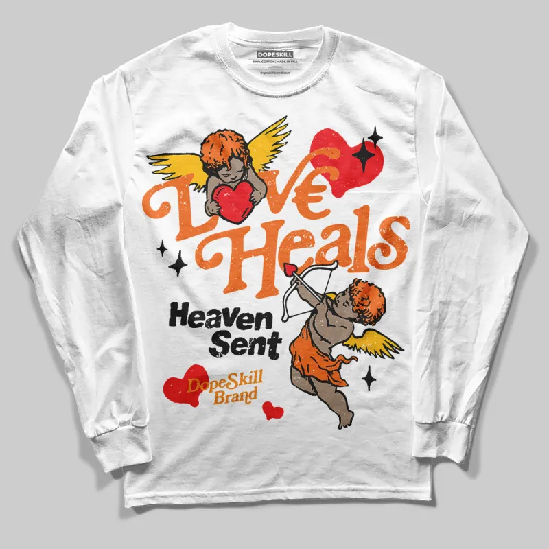 Orange Black White DopeSkill Long Sleeve T-Shirt New Love Heals Graphic sold by DopeSkill