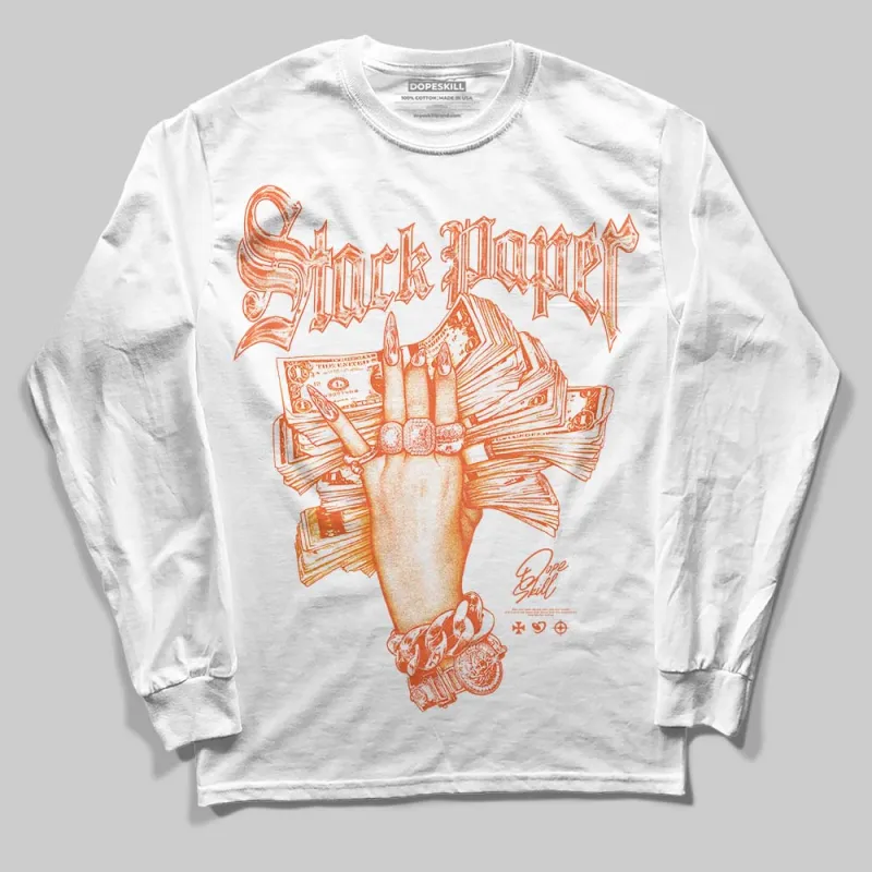 Orange Black White DopeSkill Long Sleeve T-Shirt Stack Paper Graphic sold by DopeSkill