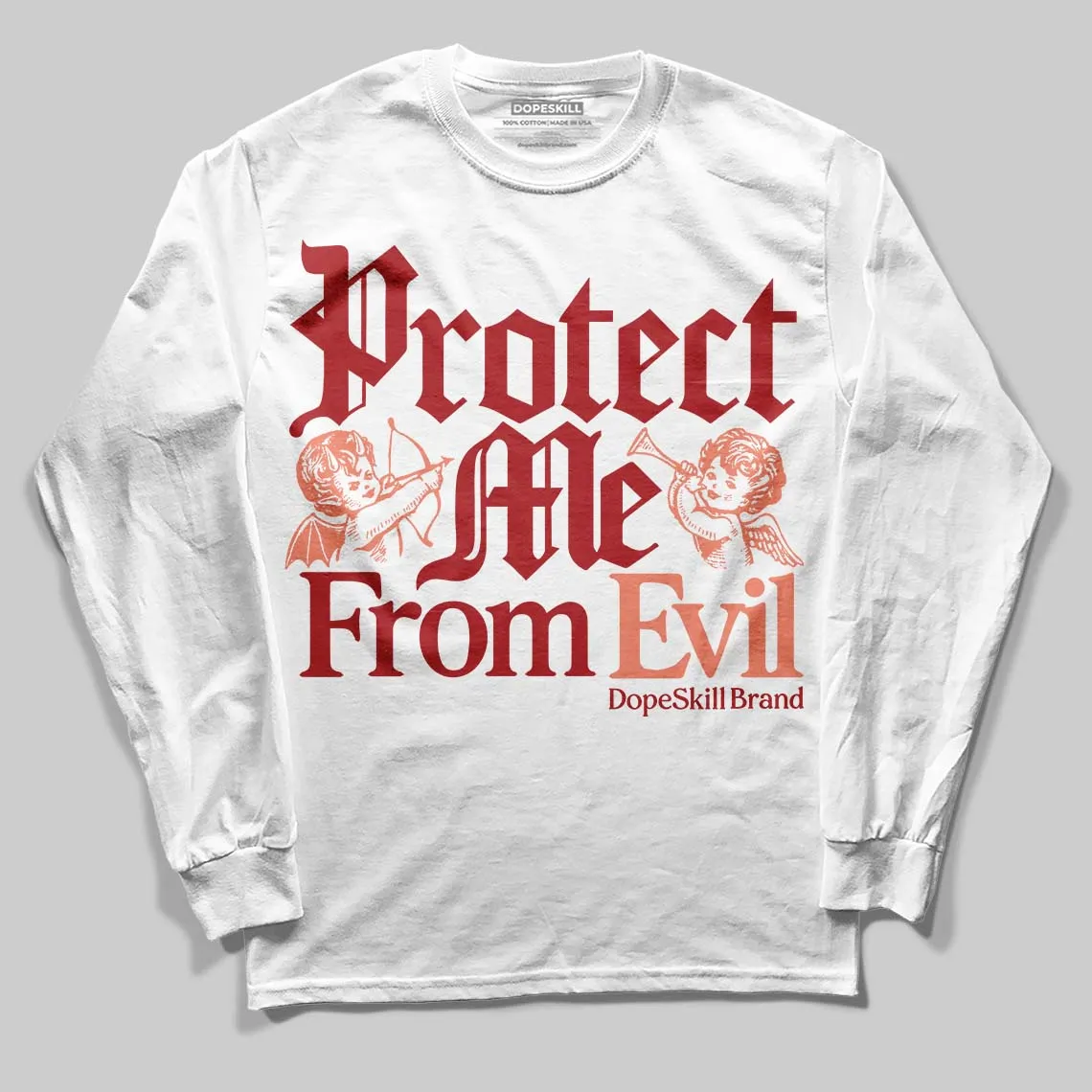 Rare Air Cinnabar 1s DopeSkill Long Sleeve T-Shirt Protect Me From Evil Graphic sold by DopeSkill product image thumbnail 2