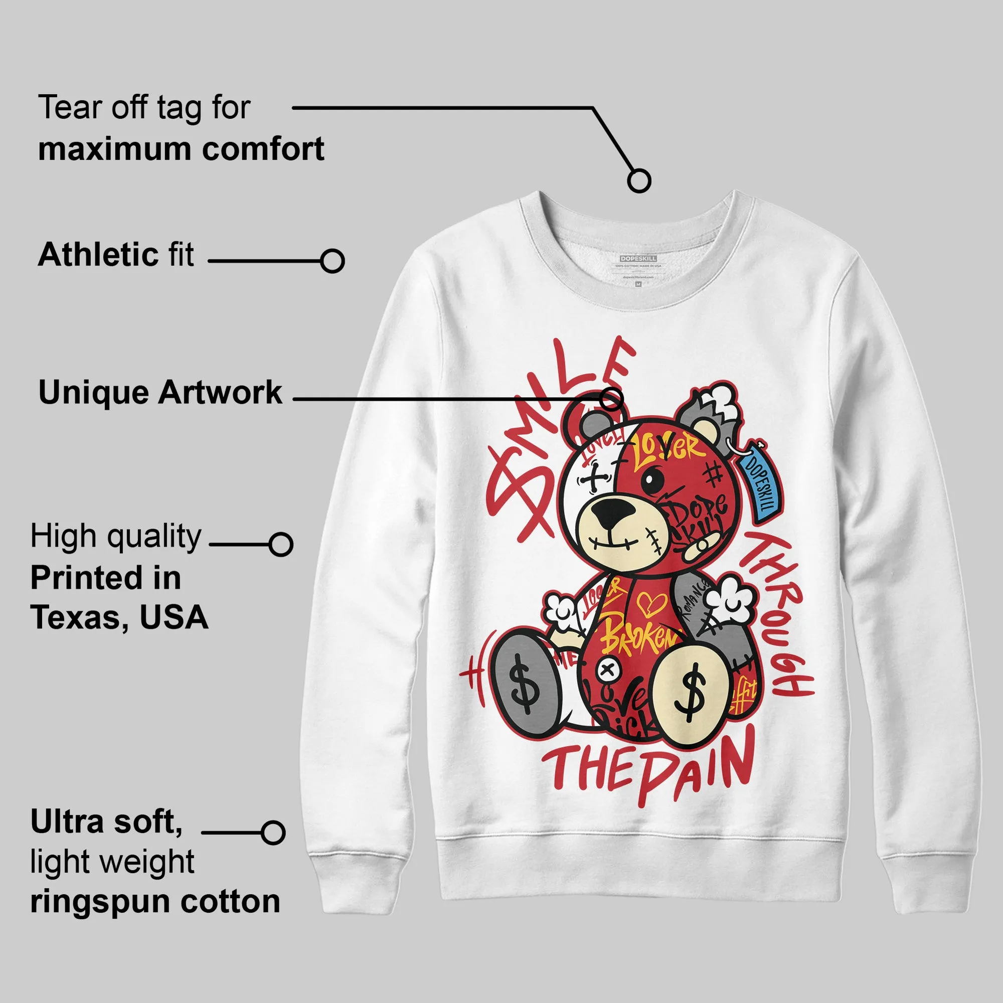 Union LA x Air Retro OG 1s DopeSkill Sweatshirt Smile Through The Pain Graphic sold by DopeSkill product image thumbnail 3