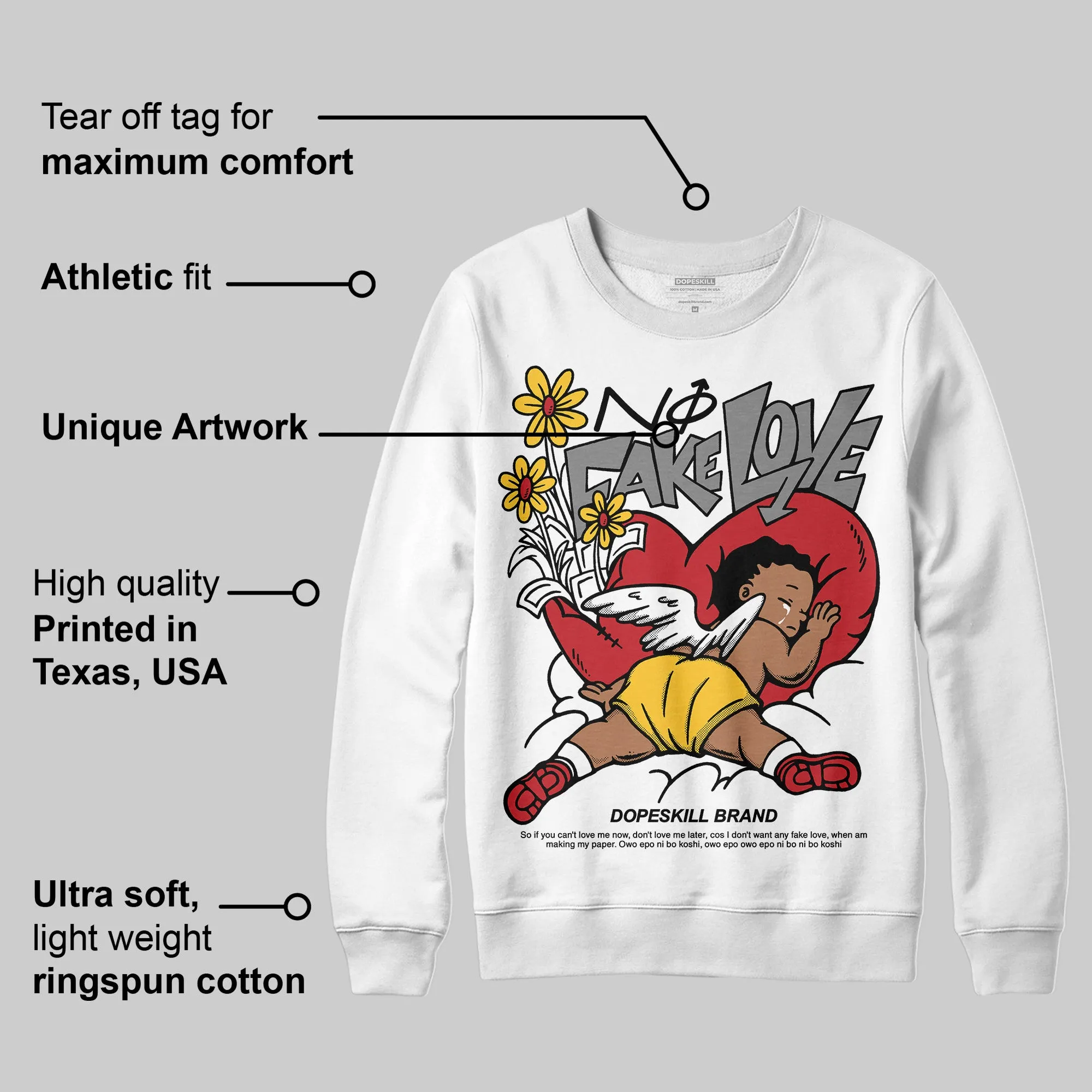 Union LA x Air Retro OG 1s DopeSkill Sweatshirt No Fake Love Graphic sold by DopeSkill product image thumbnail 3