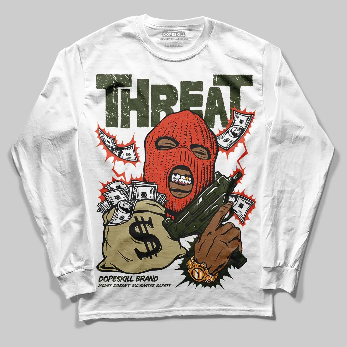 Olive Collection DopeSkill Long Sleeve T-Shirt Under Threat Graphic sold by DopeSkill
