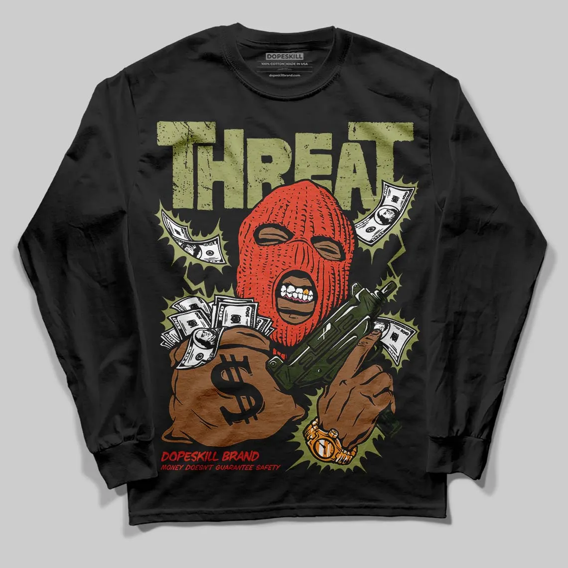 Olive Collection DopeSkill Long Sleeve T-Shirt Under Threat Graphic sold by DopeSkill product image thumbnail 2