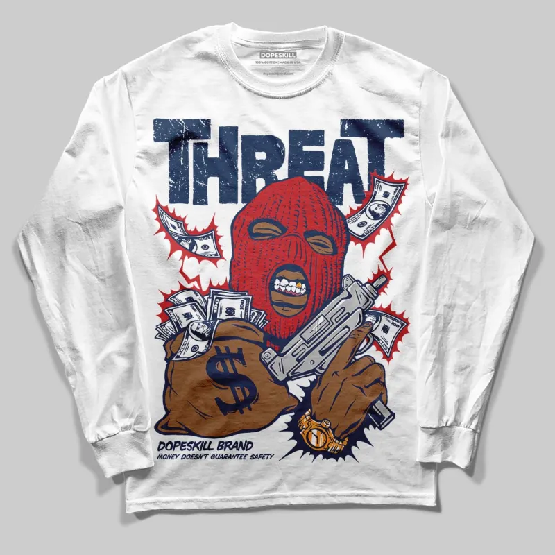 Summit White Navy 4s DopeSkill Long Sleeve T-Shirt Under Threat Graphic sold by DopeSkill