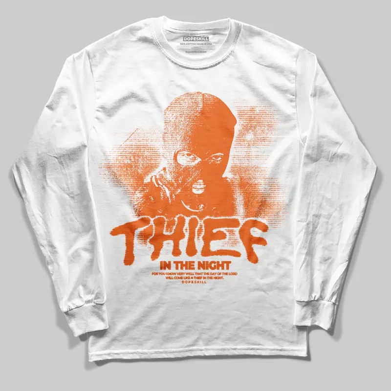 Orange Black White DopeSkill Long Sleeve T-Shirt Thief In The Night Graphic sold by DopeSkill