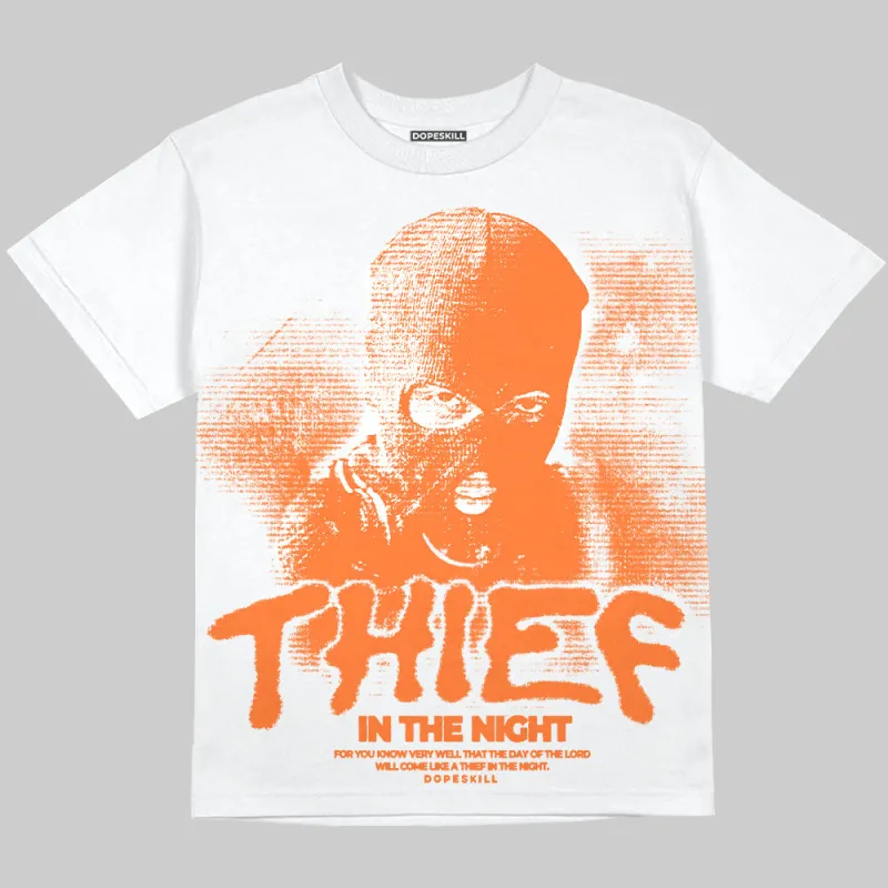Orange Black White DopeSkill Oversize Print T-Shirt Thief In The Night Graphic sold by DopeSkill