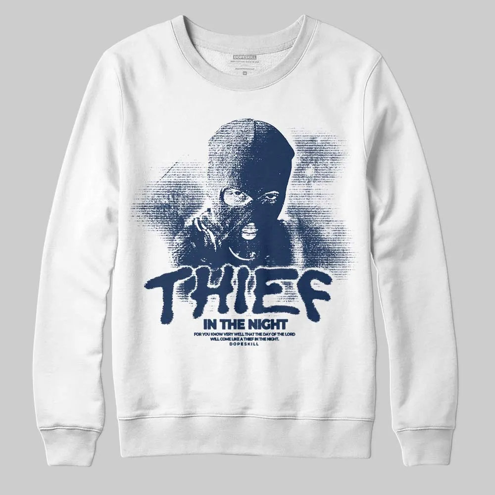 Summit White Navy 4s DopeSkill Sweatshirt Thief In The Night Graphic sold by DopeSkill