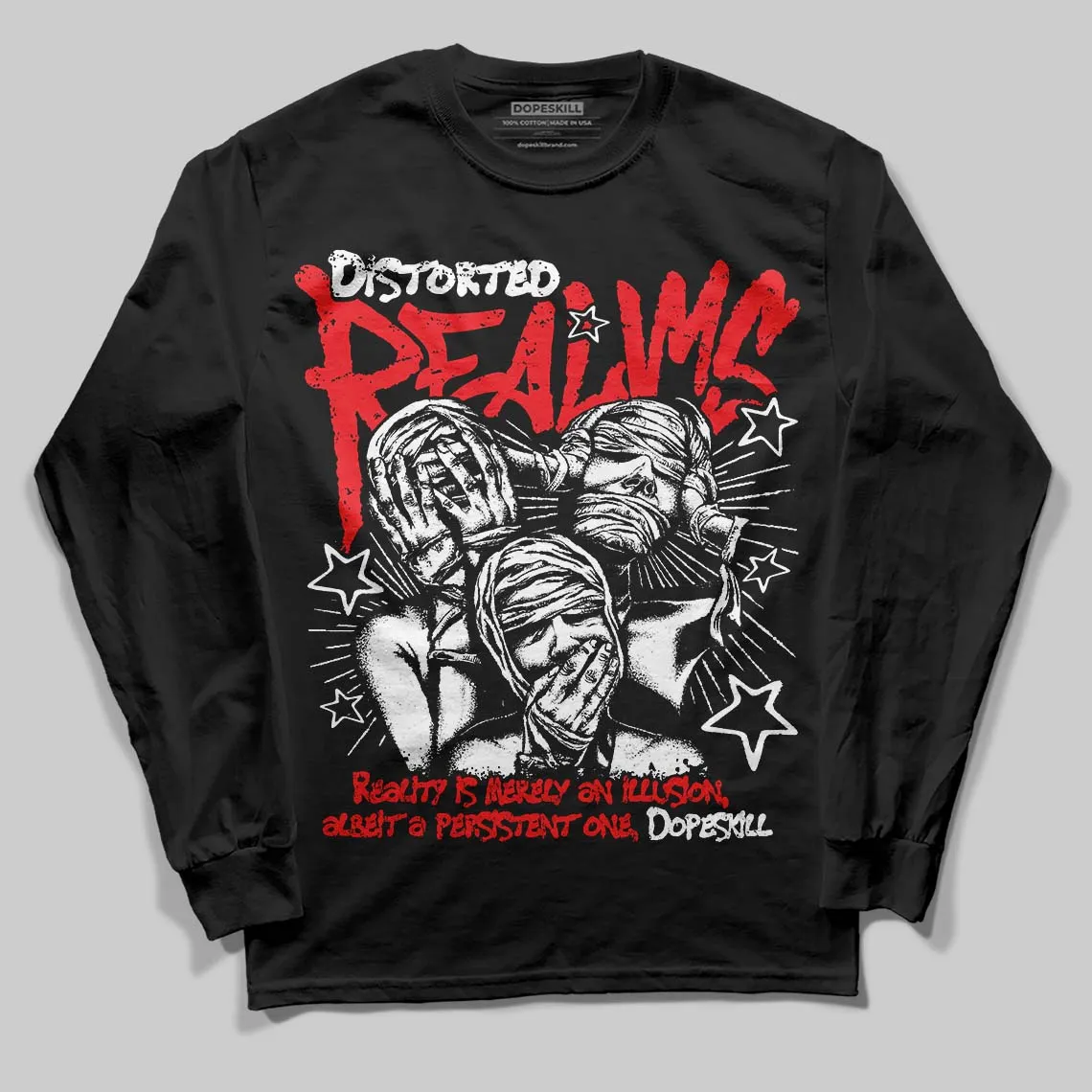 Red Collection DopeSkill Long Sleeve T-Shirt Distorted Realms Graphic sold by DopeSkill