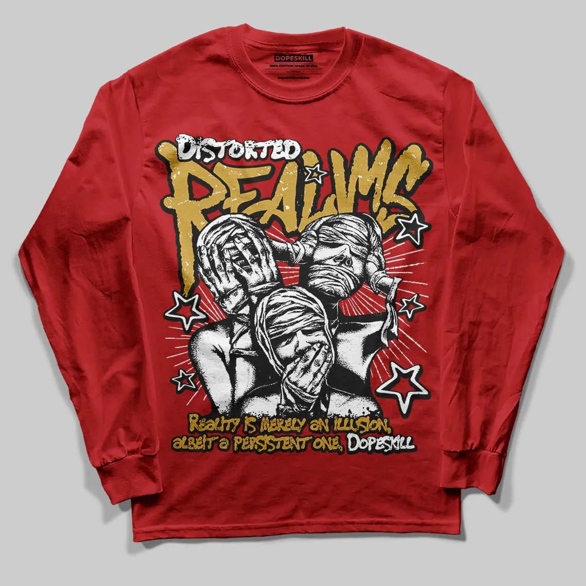 Red Collection DopeSkill Long Sleeve T-Shirt Distorted Realms Graphic sold by DopeSkill product image thumbnail 3
