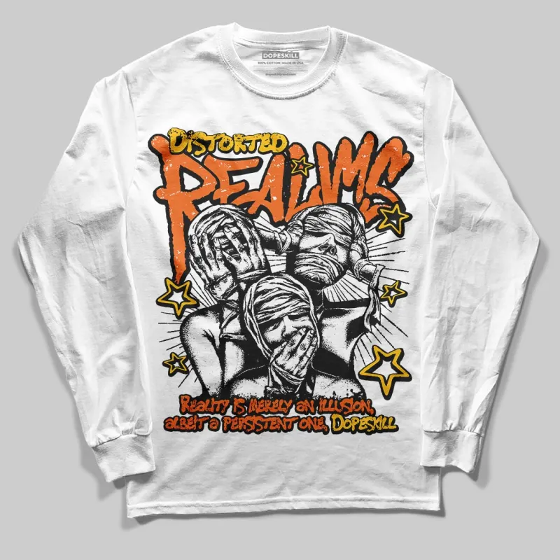 Orange Black White DopeSkill Long Sleeve T-Shirt Distorted Realms Graphic sold by DopeSkill