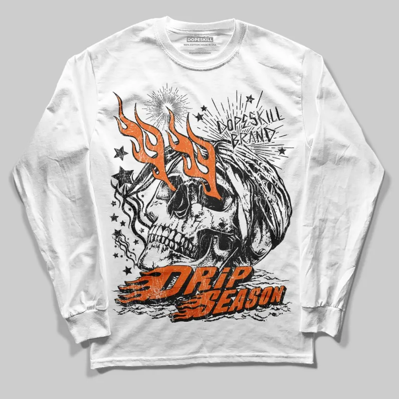 Orange Black White DopeSkill Long Sleeve T-Shirt Drip Season Graphic sold by DopeSkill