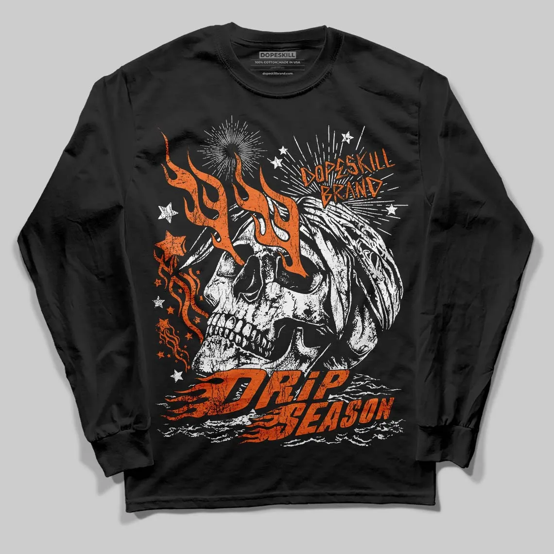 Orange Black White DopeSkill Long Sleeve T-Shirt Drip Season Graphic sold by DopeSkill product image thumbnail 2
