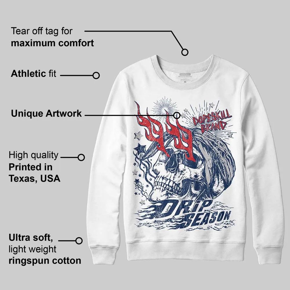 Summit White Navy 4s DopeSkill Sweatshirt Drip Season Graphic sold by DopeSkill product image thumbnail 3