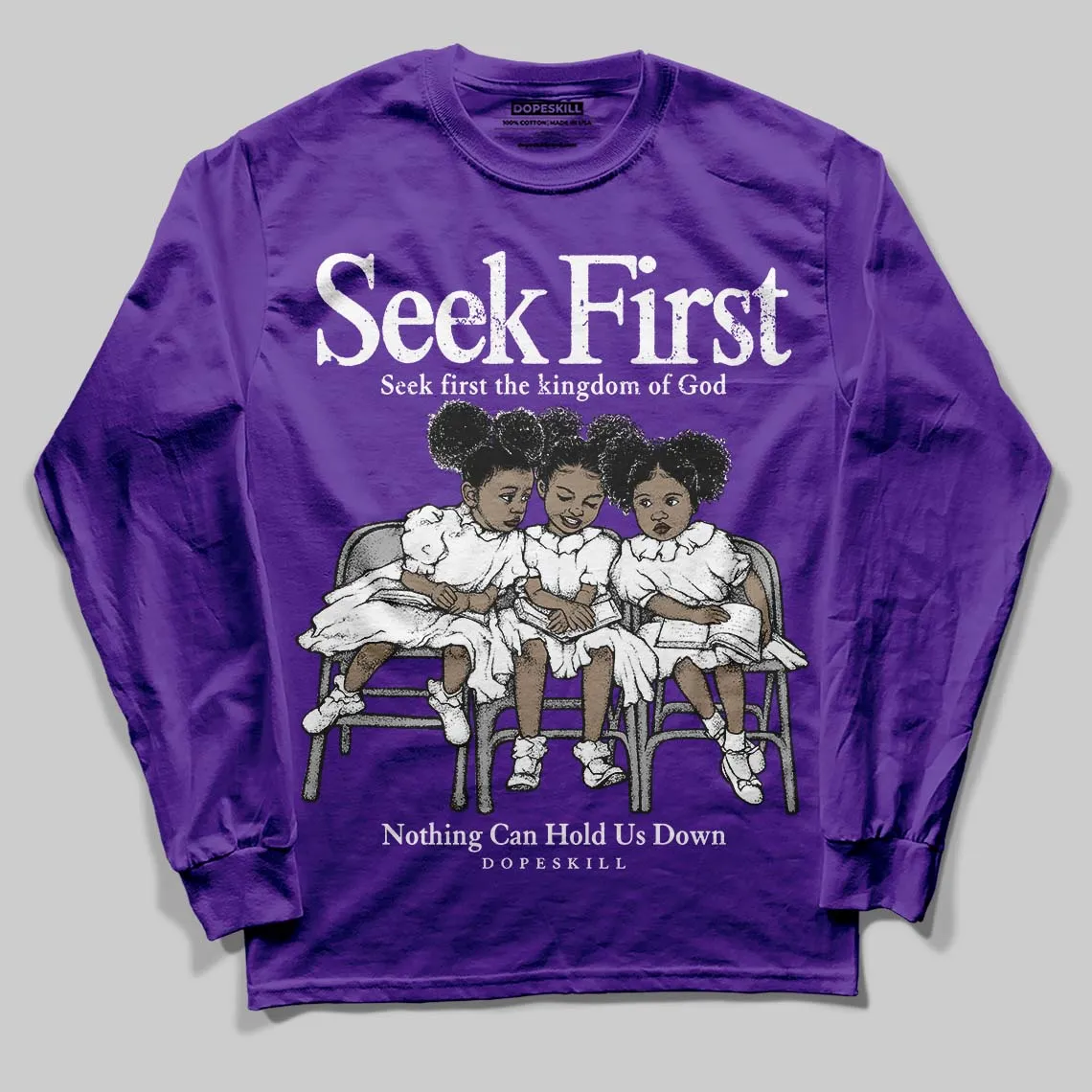 Field Purple 12s DopeSkill Long Sleeve T-Shirt New Seek First Graphic sold by DopeSkill product image thumbnail 2