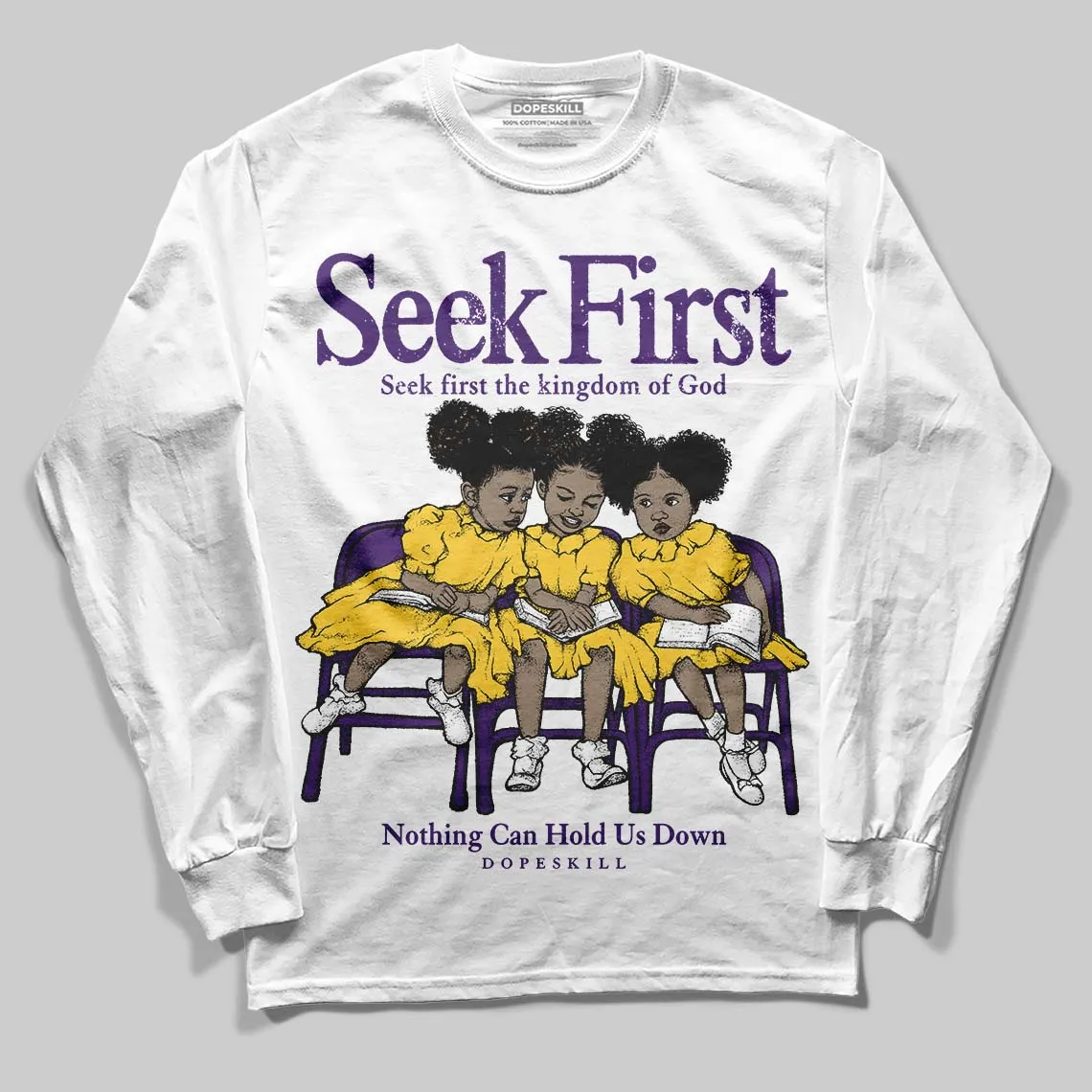 Field Purple 12s DopeSkill Long Sleeve T-Shirt New Seek First Graphic sold by DopeSkill