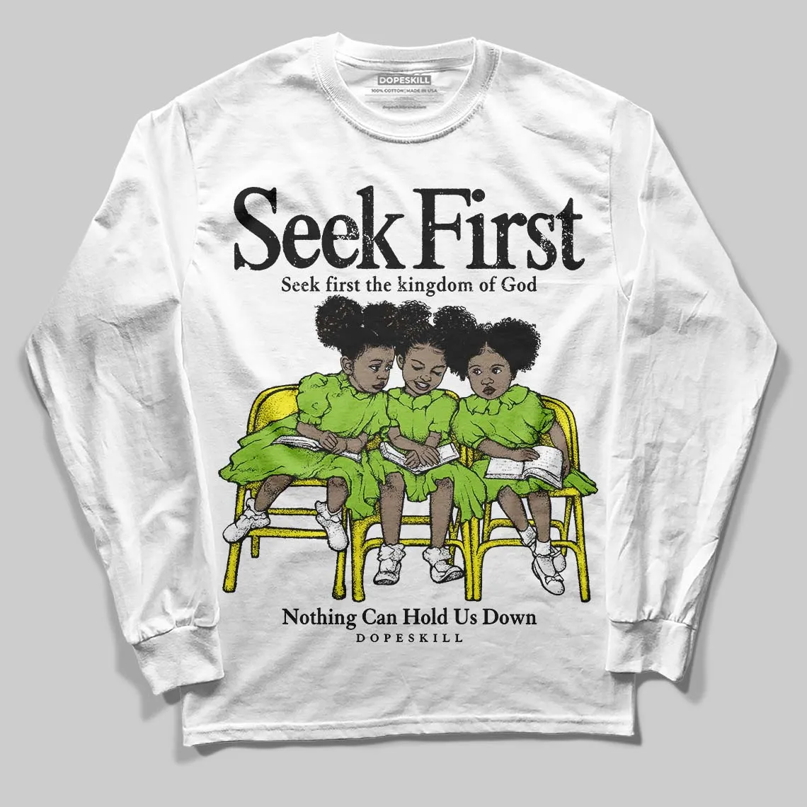 Neon Green Collection DopeSkill Long Sleeve T-Shirt New Seek First Graphic sold by DopeSkill product image thumbnail 2