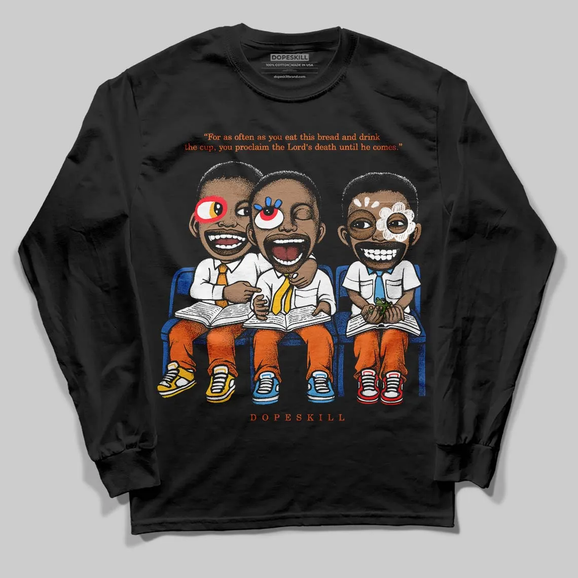 Orange Black White DopeSkill Long Sleeve T-Shirt First Sunday Graphic sold by DopeSkill product image thumbnail 2
