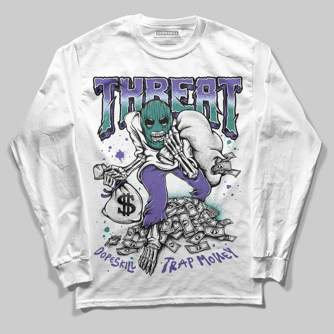Grape 5s DopeSkill Long Sleeve T-Shirt Threat Graphic sold by DopeSkill