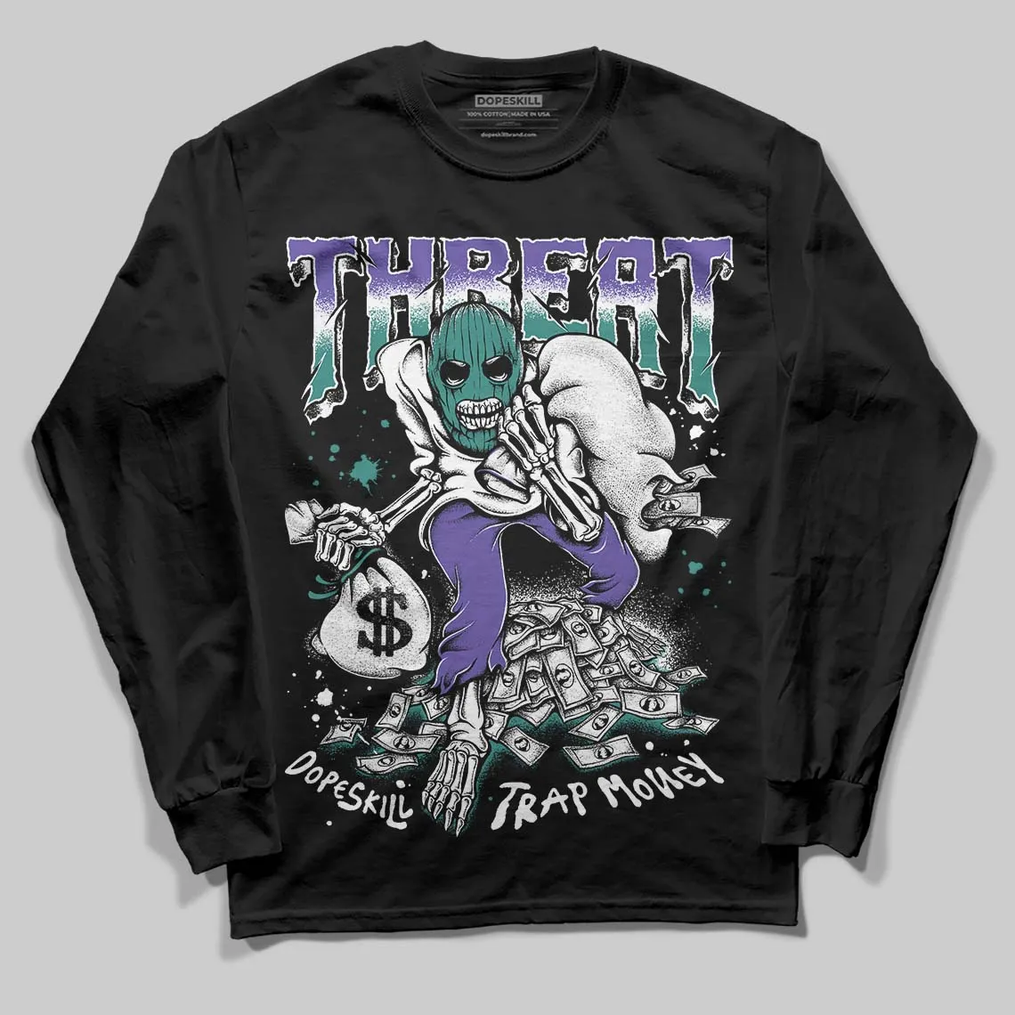 Grape 5s DopeSkill Long Sleeve T-Shirt Threat Graphic sold by DopeSkill product image thumbnail 2