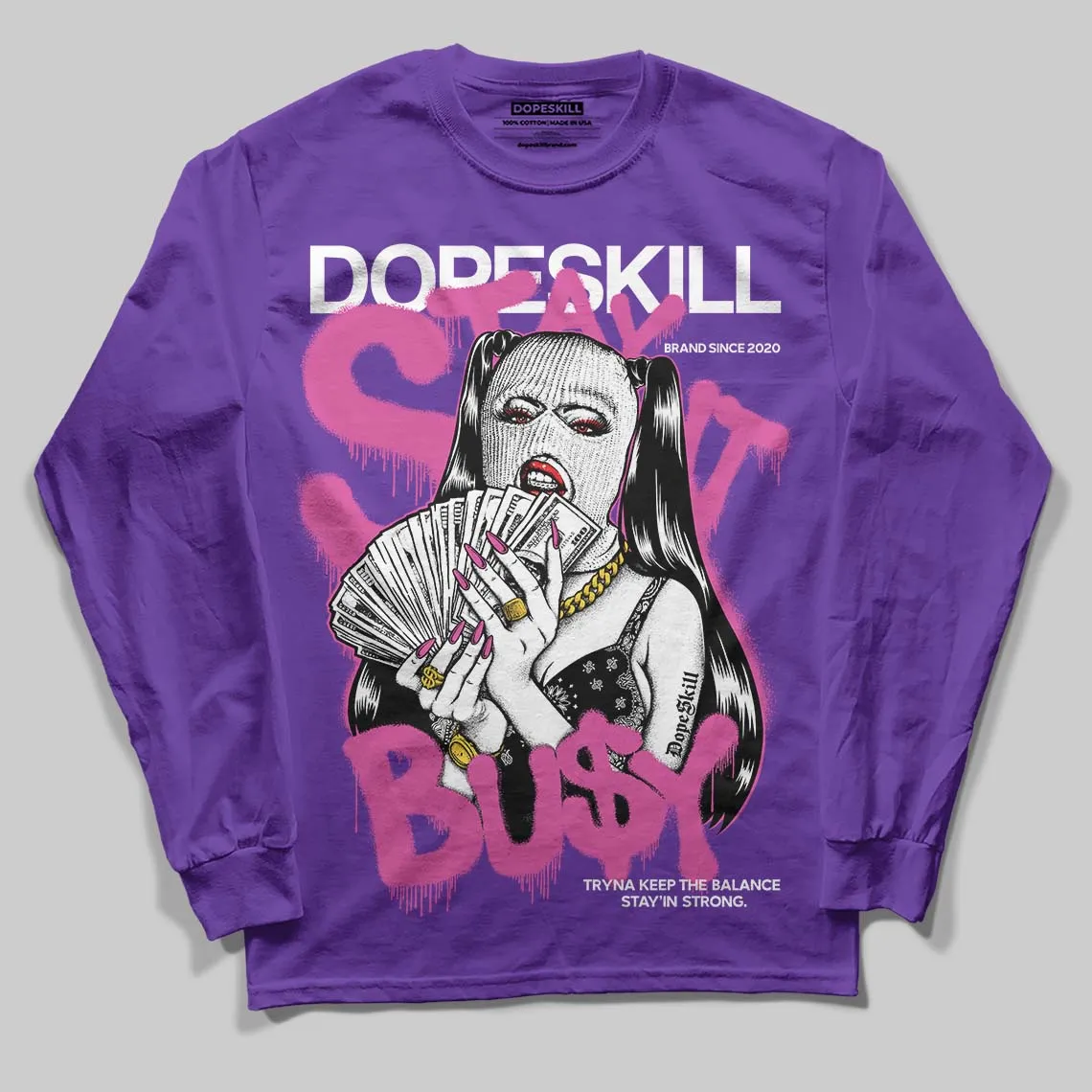 Grape 5s DopeSkill Long Sleeve T-Shirt Stay It Busy Graphic sold by DopeSkill product image thumbnail 3