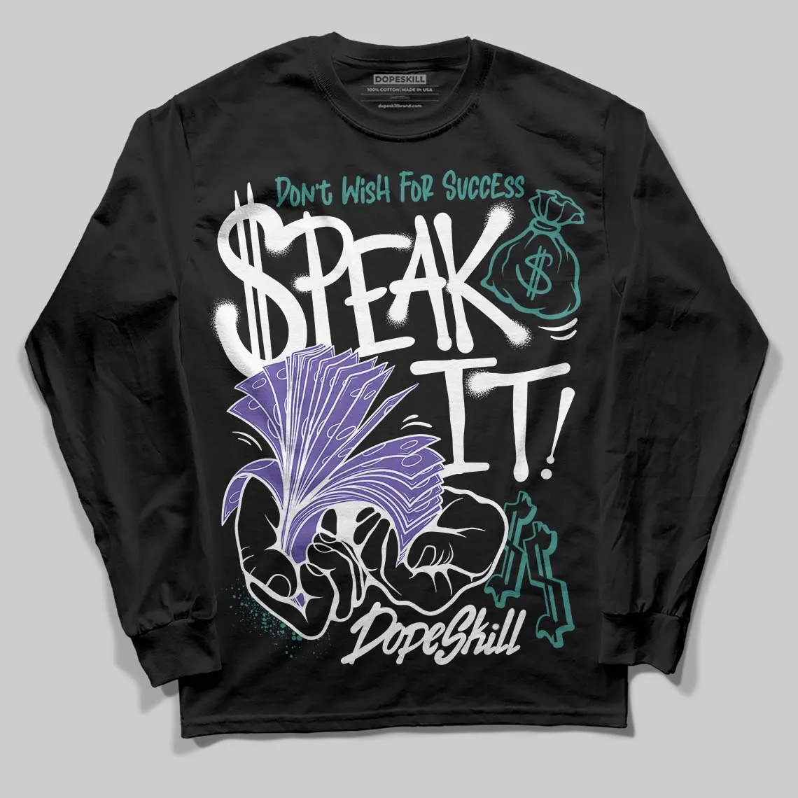 Grape 5s DopeSkill Long Sleeve T-Shirt Speak It Graphic sold by DopeSkill product image thumbnail 2