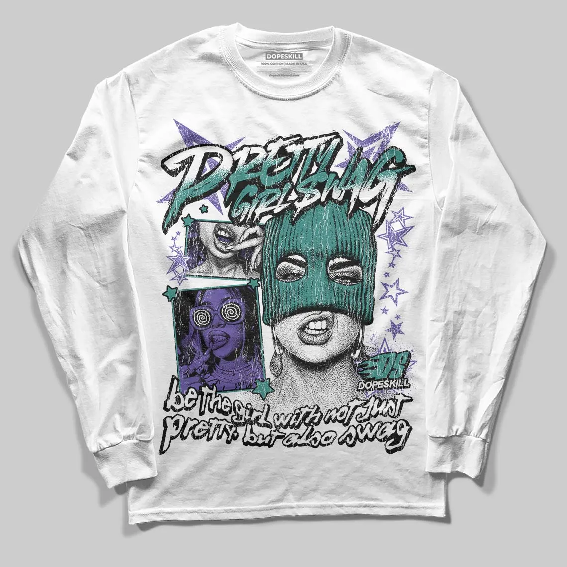 Grape 5s DopeSkill Long Sleeve T-Shirt Pretty Girl Swag Graphic sold by DopeSkill