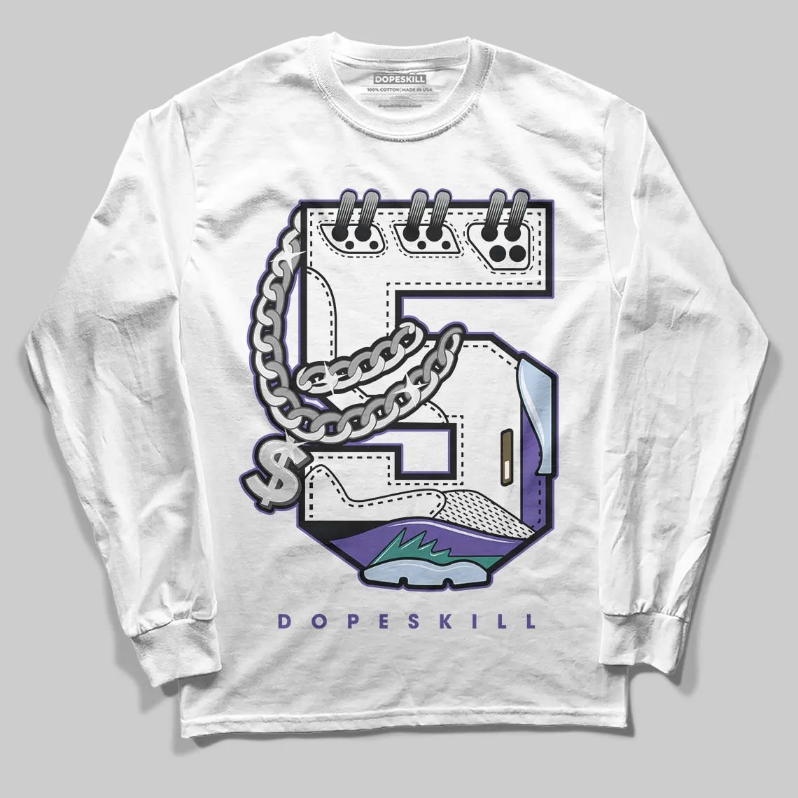 Grape 5s DopeSkill Long Sleeve T-Shirt No.5 Graphic sold by DopeSkill