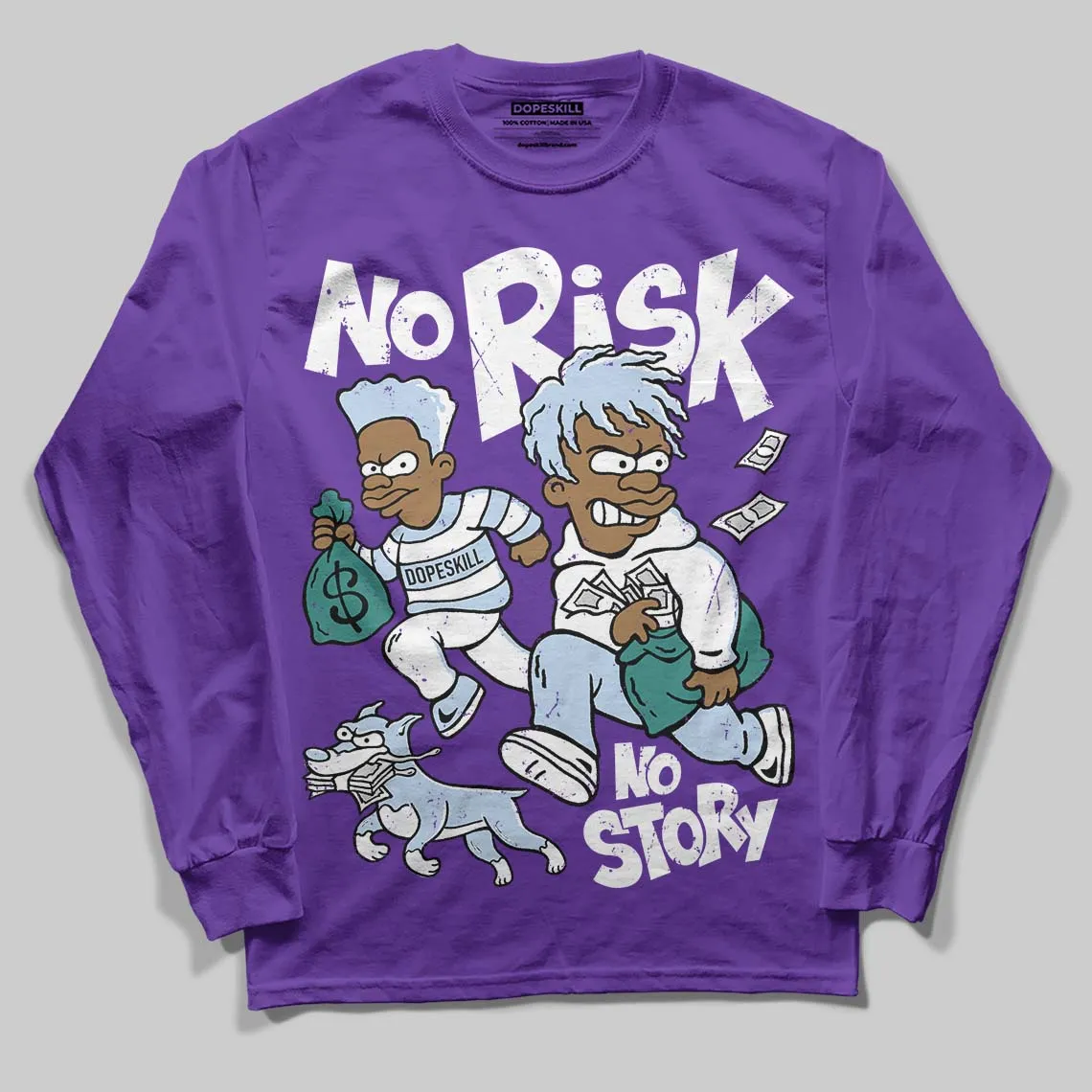 Grape 5s DopeSkill Long Sleeve T-Shirt No Risk No Story Graphic sold by DopeSkill product image thumbnail 3
