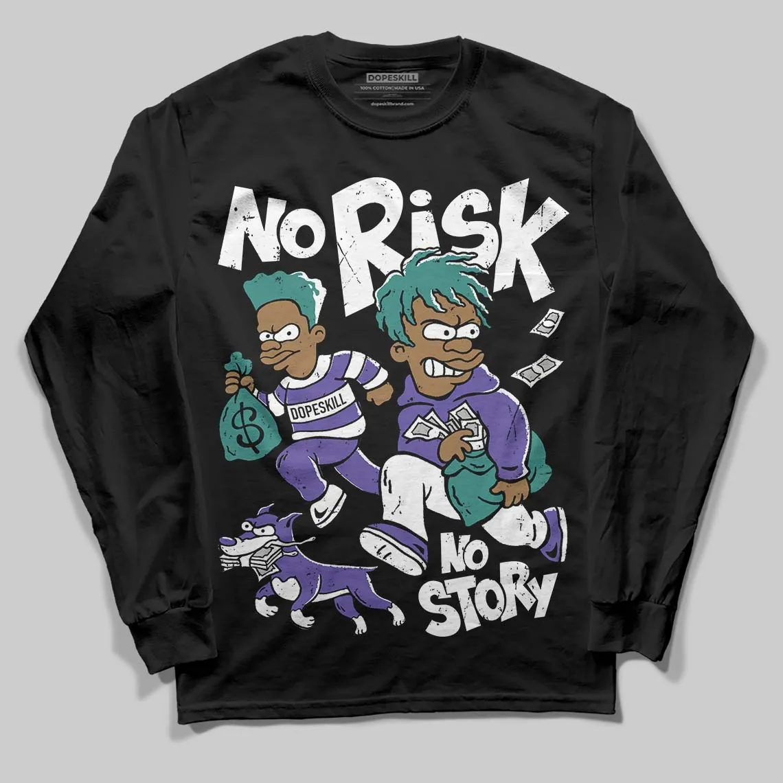 Grape 5s DopeSkill Long Sleeve T-Shirt No Risk No Story Graphic sold by DopeSkill product image thumbnail 2