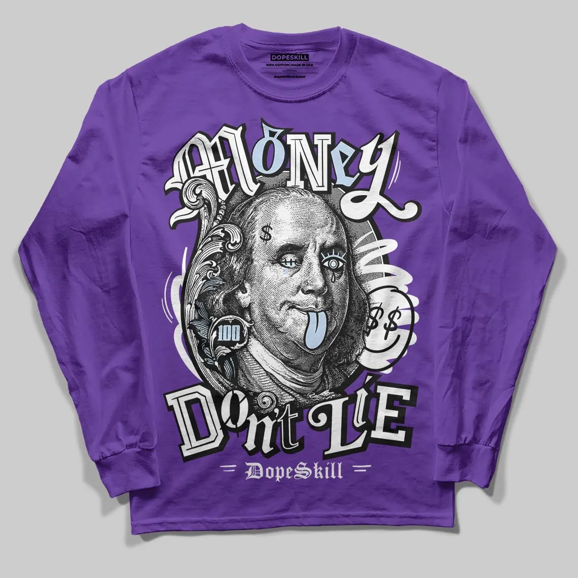 Grape 5s DopeSkill Long Sleeve T-Shirt Money Don't Lie Graphic sold by DopeSkill product image thumbnail 3
