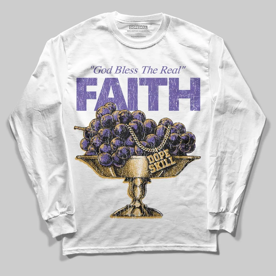 Grape 5s DopeSkill Long Sleeve T-Shirt Faith Graphic sold by DopeSkill