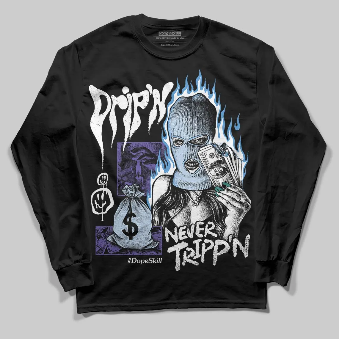 Grape 5s DopeSkill Long Sleeve T-Shirt Drip'n Never Tripp'n Graphic sold by DopeSkill product image thumbnail 2