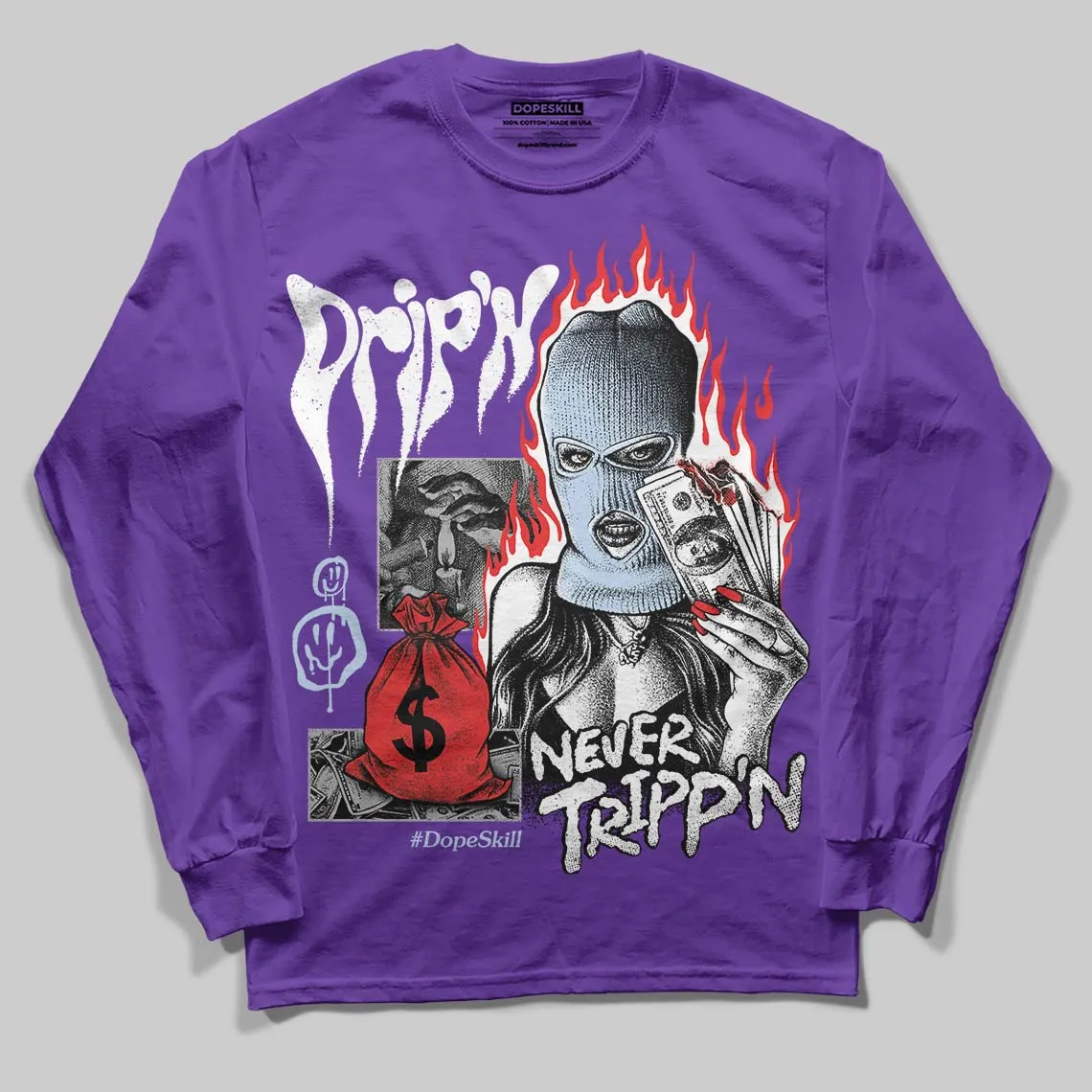 Grape 5s DopeSkill Long Sleeve T-Shirt Drip'n Never Tripp'n Graphic sold by DopeSkill product image thumbnail 3