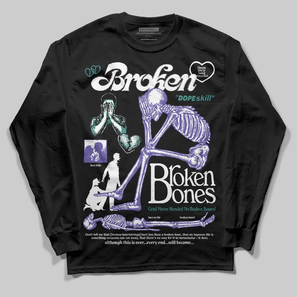 Grape 5s DopeSkill Long Sleeve T-Shirt Broken Bones Graphic sold by DopeSkill product image thumbnail 2