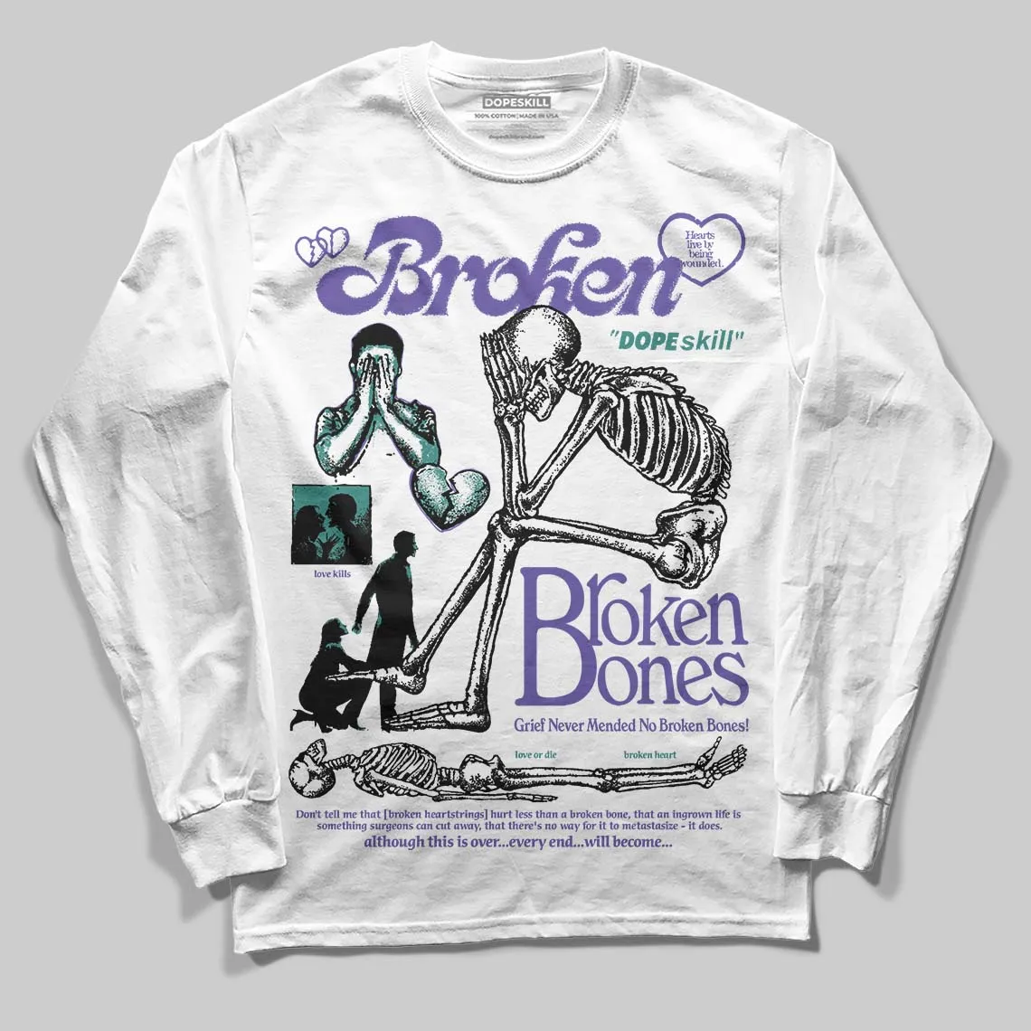 Grape 5s DopeSkill Long Sleeve T-Shirt Broken Bones Graphic sold by DopeSkill