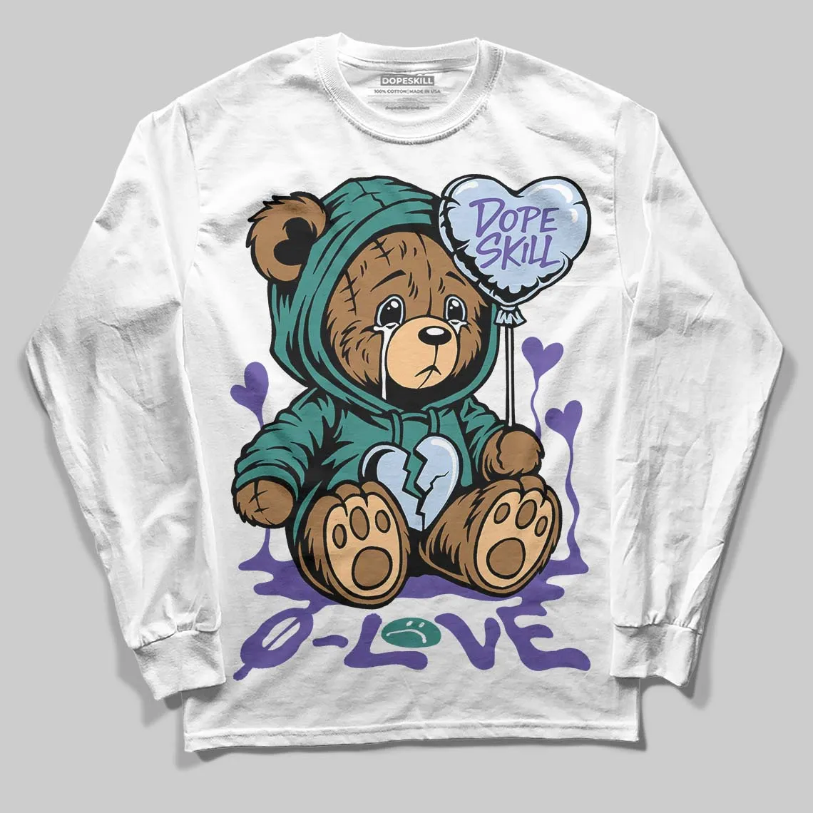 Grape 5s DopeSkill Long Sleeve T-Shirt Broken Bear Graphic sold by DopeSkill