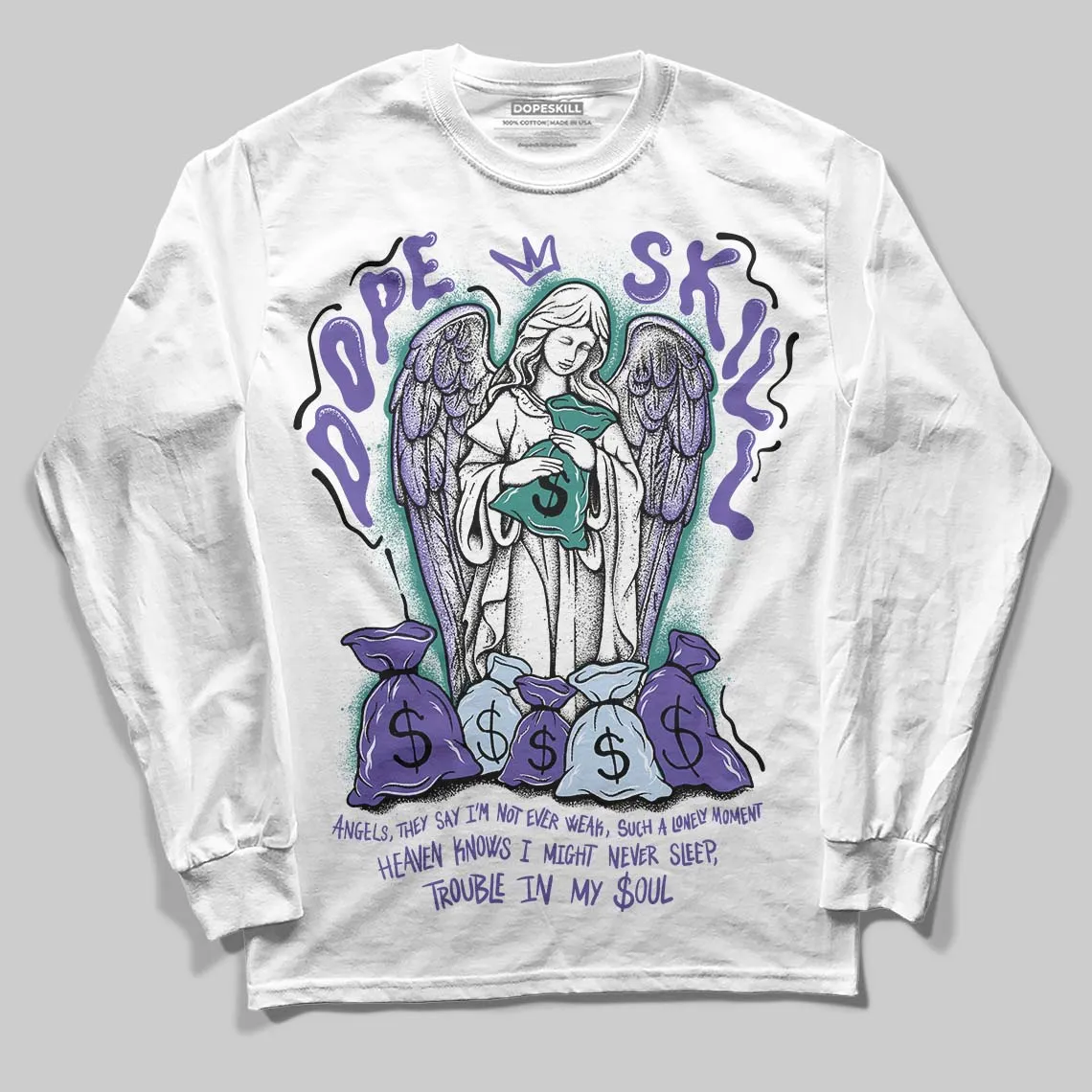 Grape 5s DopeSkill Long Sleeve T-Shirt Angels Graphic sold by DopeSkill