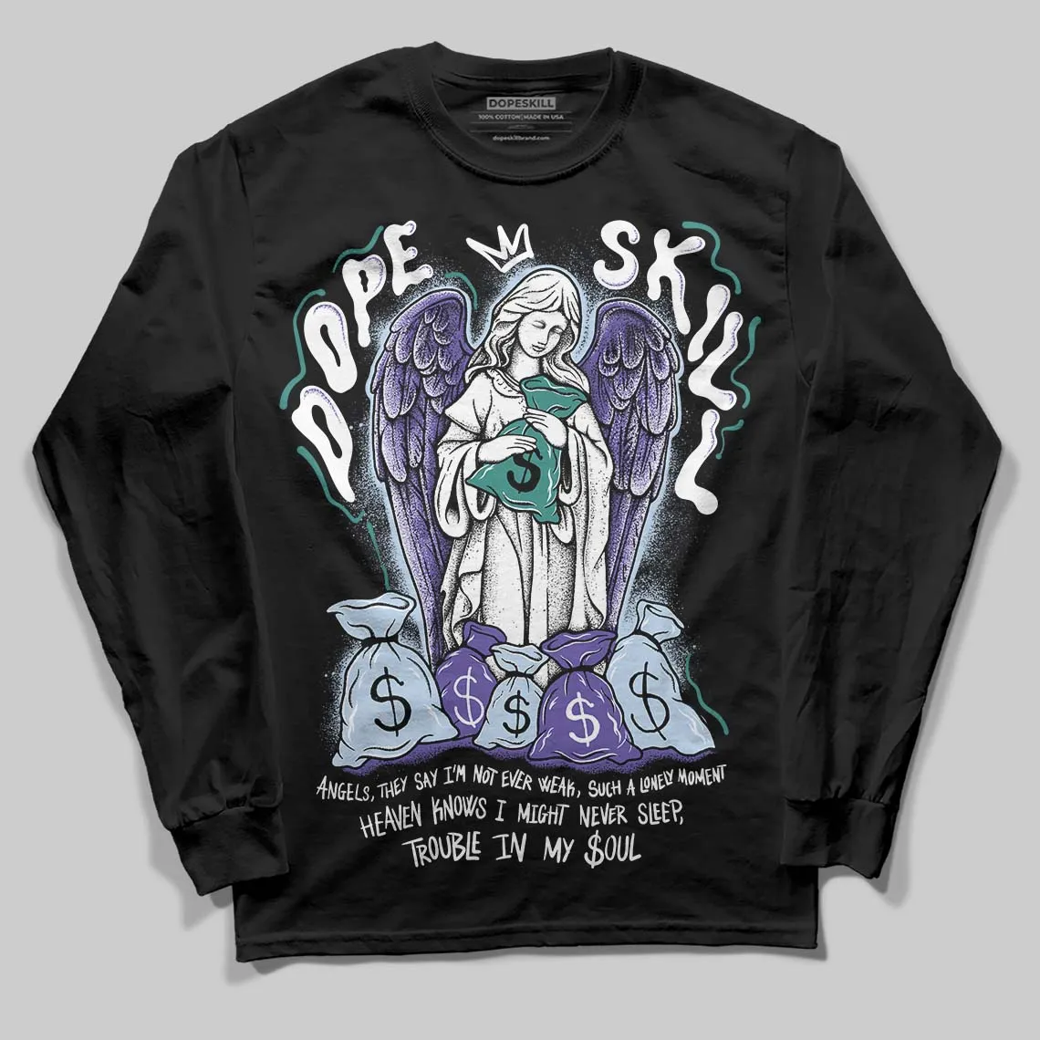 Grape 5s DopeSkill Long Sleeve T-Shirt Angels Graphic sold by DopeSkill product image thumbnail 2