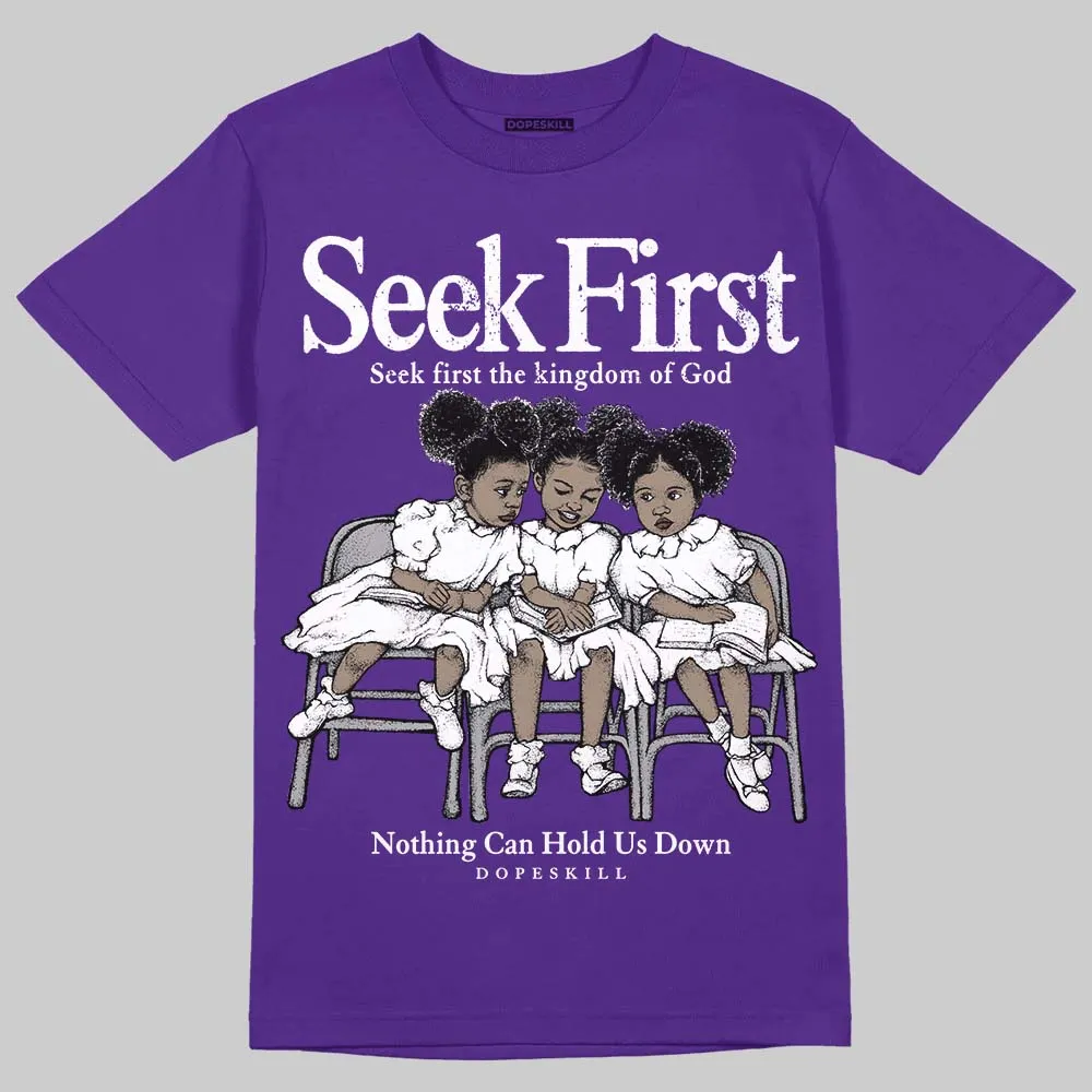 Field Purple 12s DopeSkill T-Shirt New Seek First Graphic sold by DopeSkill product image thumbnail 2