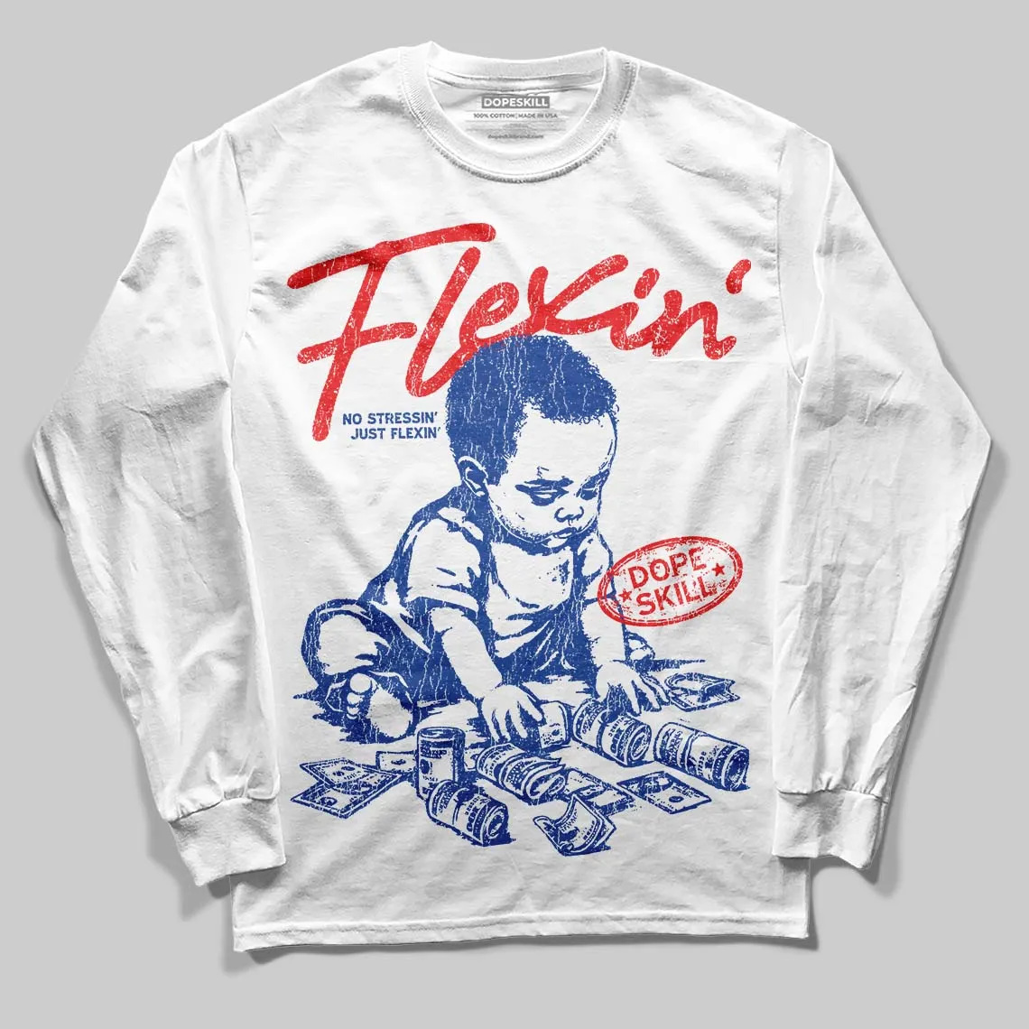 Royal Blue Collection DopeSkill Long Sleeve T-Shirt Flexin' Graphic sold by DopeSkill