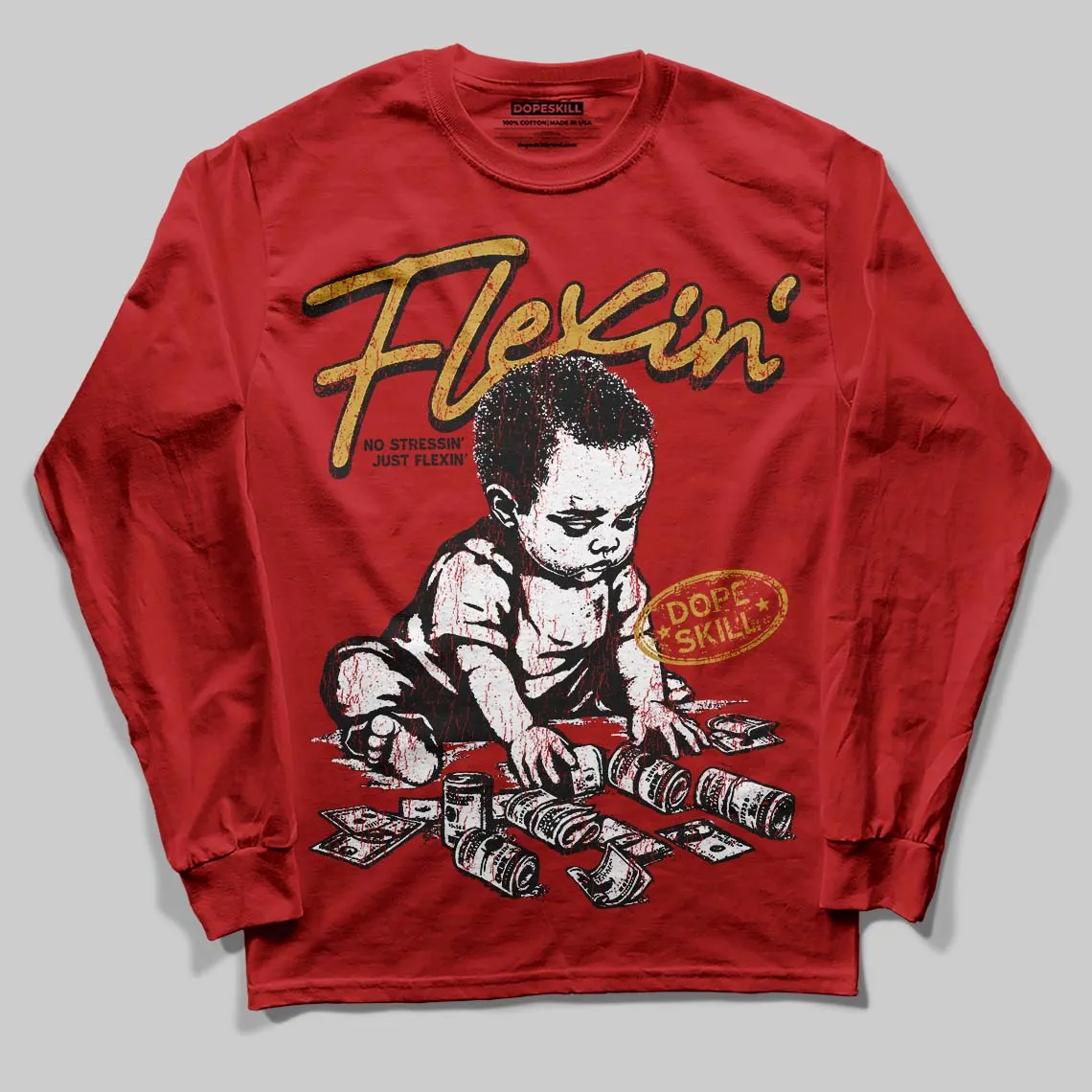 Red Collection DopeSkill Long Sleeve T-Shirt Flexin' Graphic sold by DopeSkill product image thumbnail 3