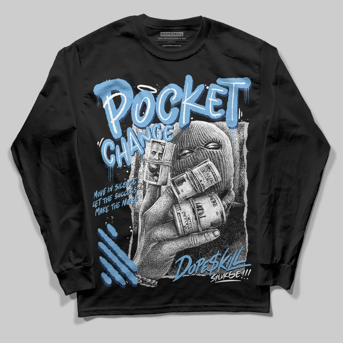 Summit White Navy 4s DopeSkill Long Sleeve T-Shirt Pocket Change Graphic sold by DopeSkill product image thumbnail 2